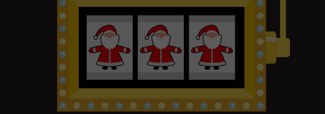 a 3-reel slot with a Santa drawn on each reel with Merry Christmas written around