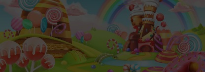A colourful 3D illustration of land made of candy