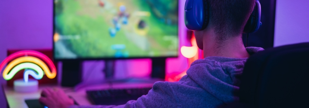player playing online  