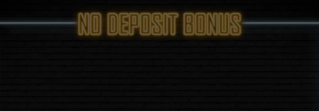 An illustration of a neon sign reading 'NO DEPOSIT BONUS' with a neon blue line frame against a dark background