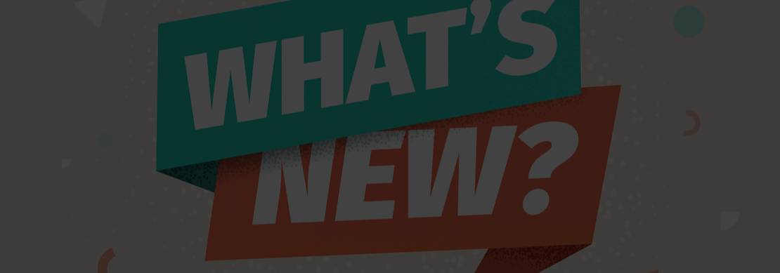 An illustrated image of ‘What’s New?’ in green and red speech bubbles, on a light background  