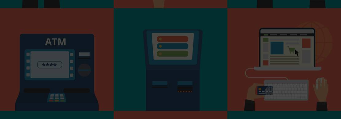 An illustration showing various banking transaction methods
