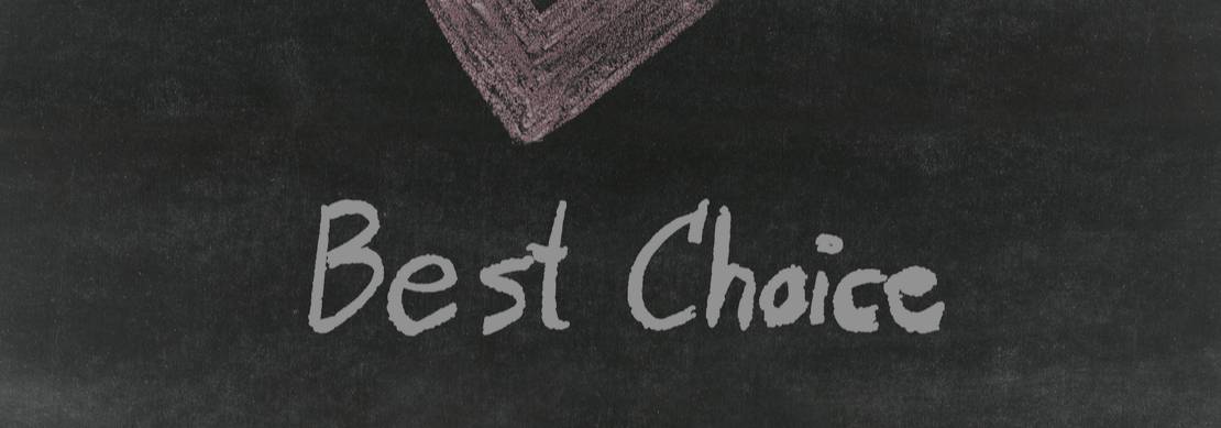 An image of a blackboard with a checkmark and the words Best Choice written in pink and white chalk